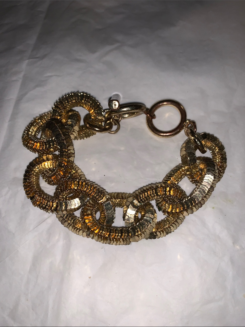 Banana Republic Gold Sequin Link Bracelet with Ring Clasp